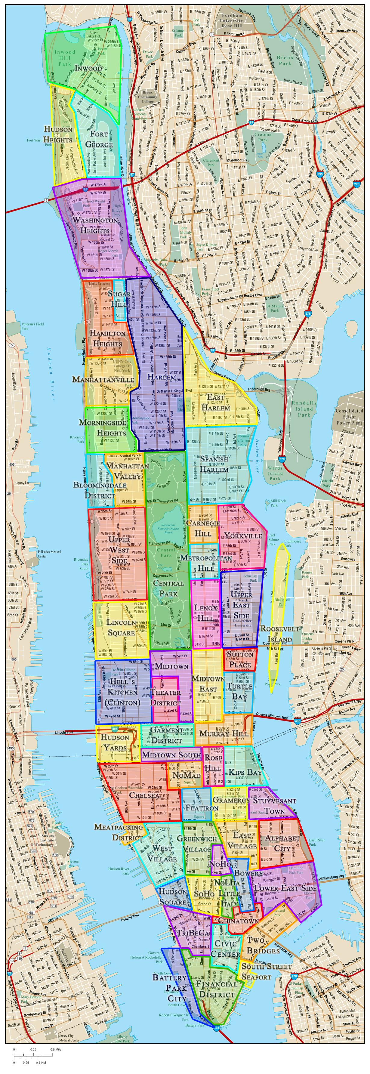 Manhattan Districts Map 