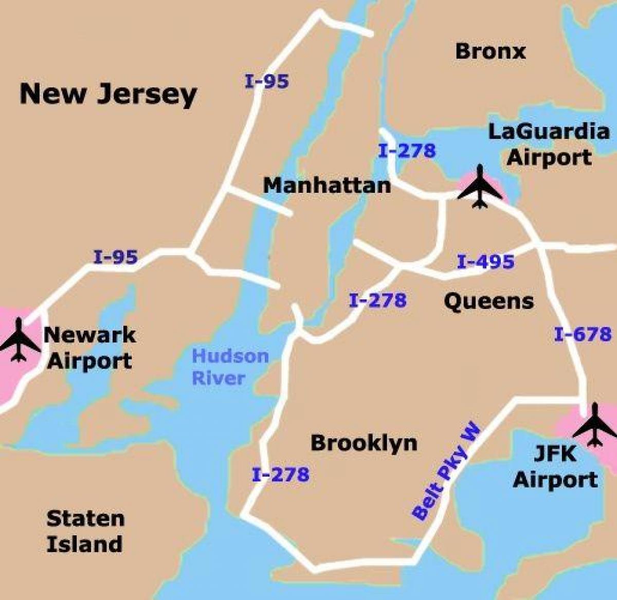 Manhattan airports map
