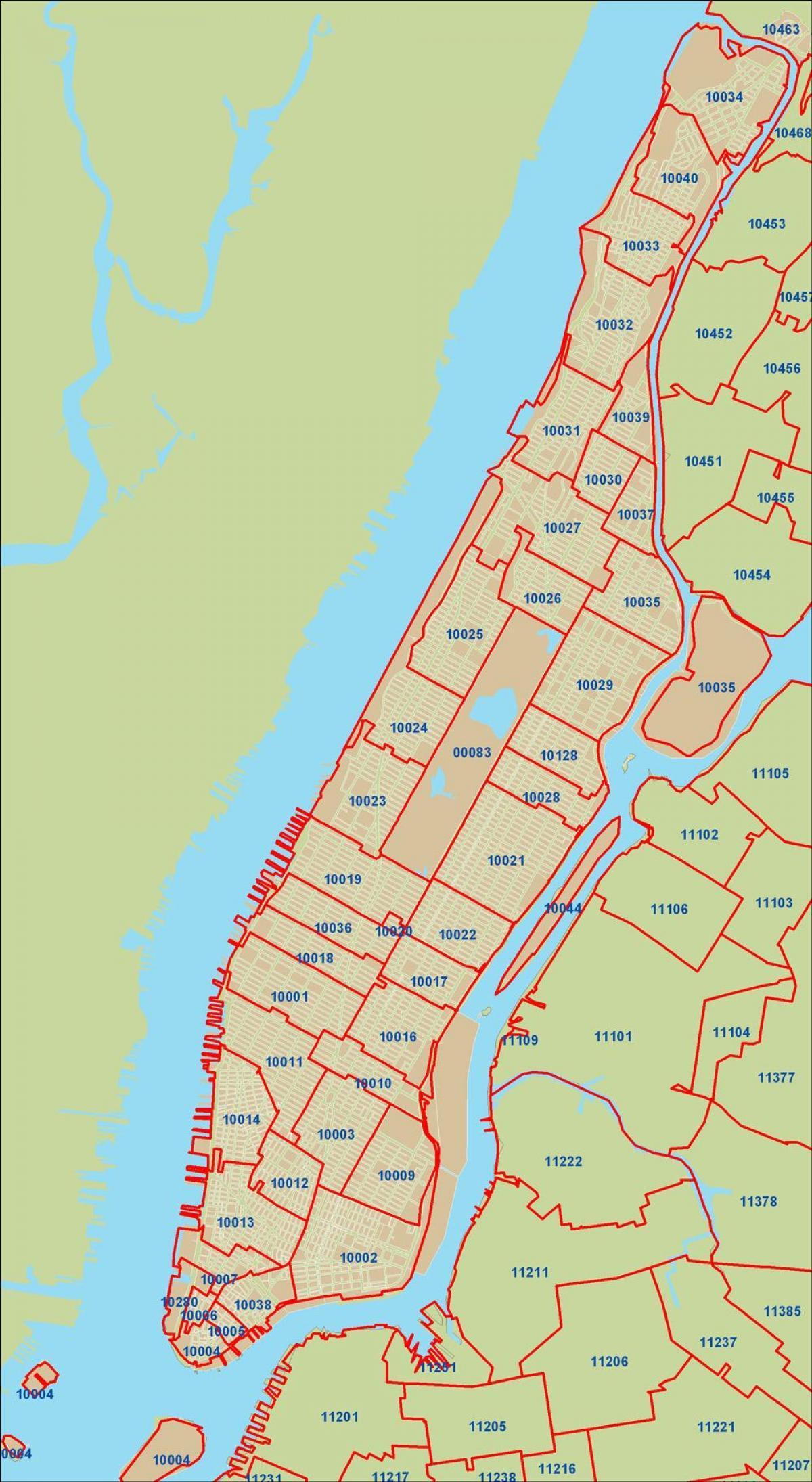Manhattan zip codes map