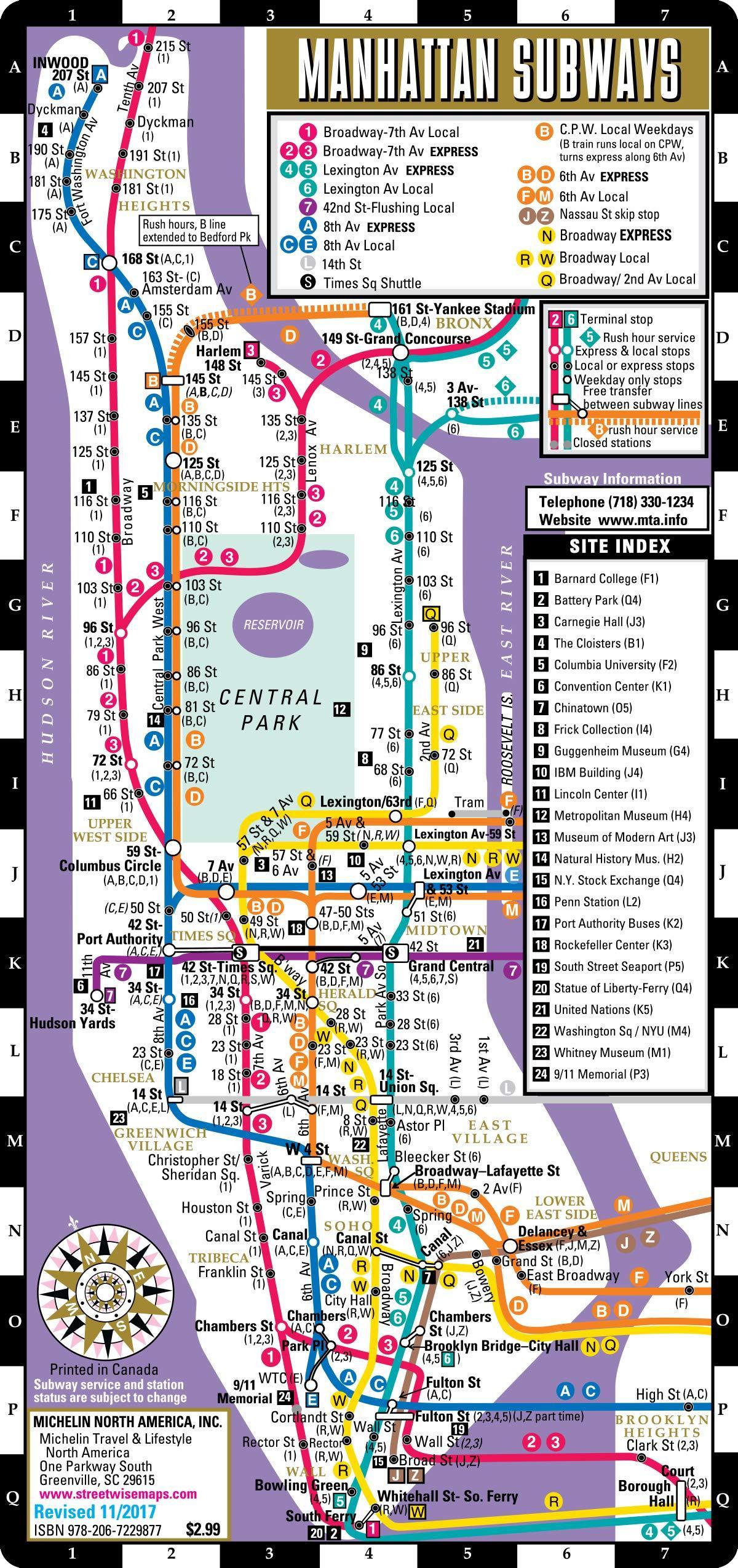 Manhattan subway station map