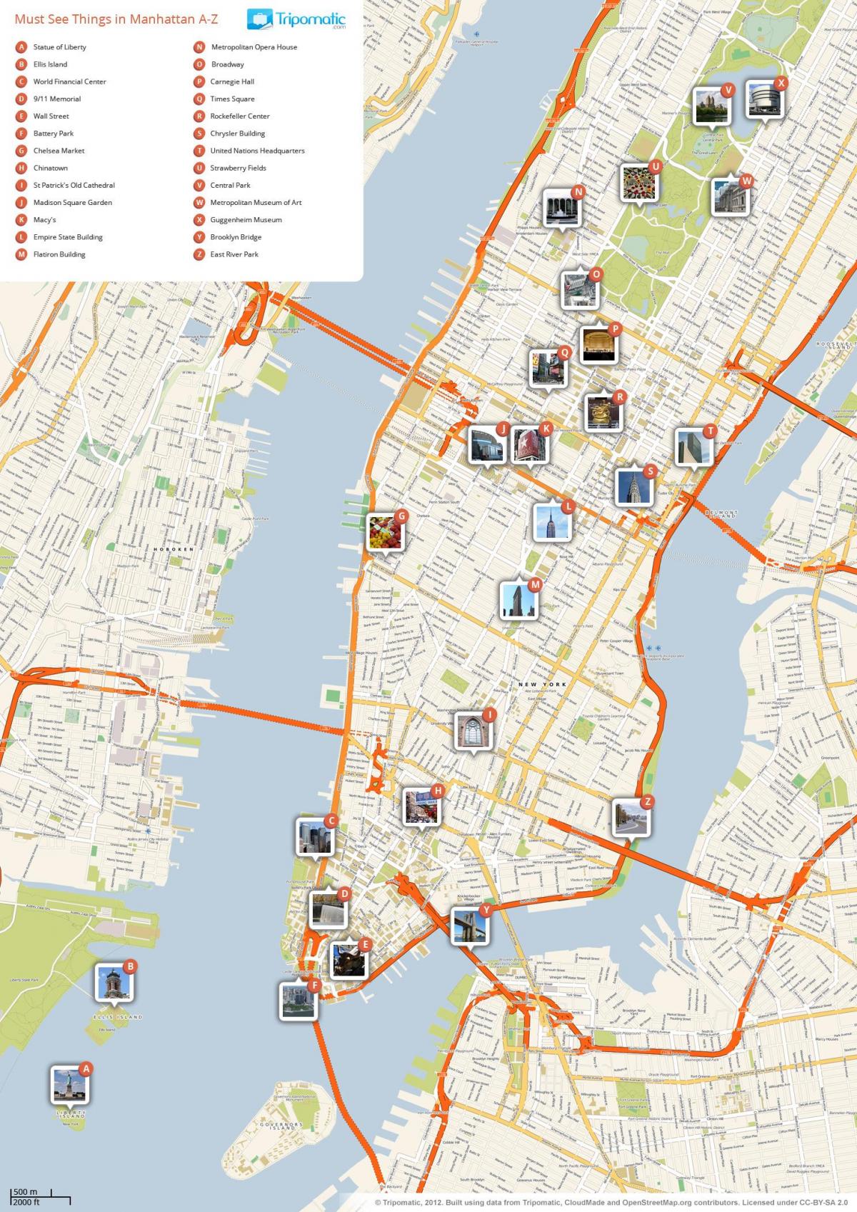 Manhattan sightseeing map
