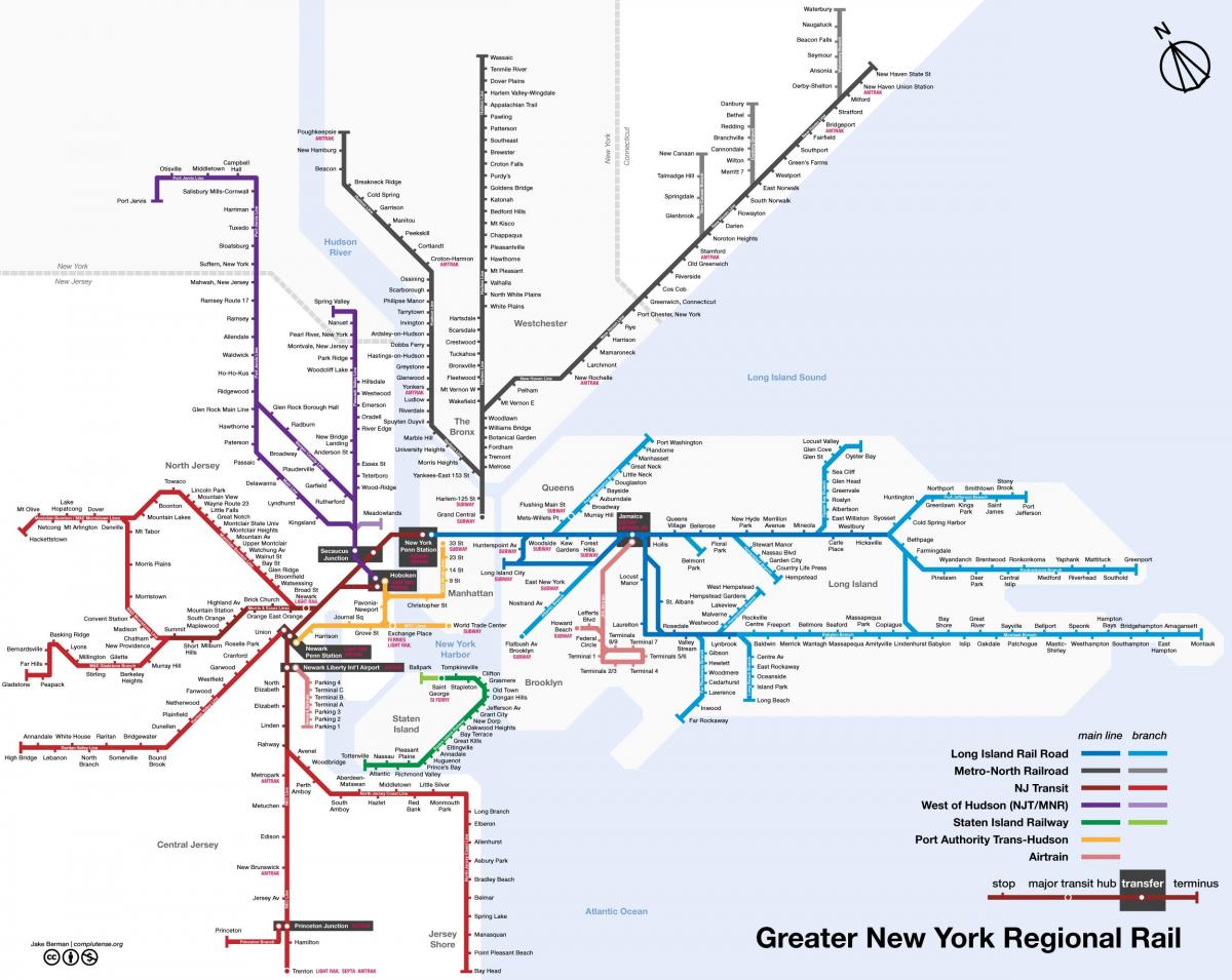 Manhattan railway stations map